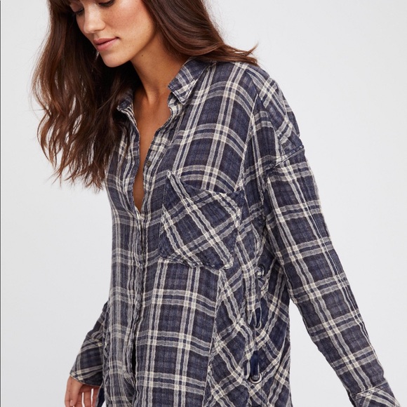 Free People Nordic Nights Plaid Flannel Top - Picture 5 of 8